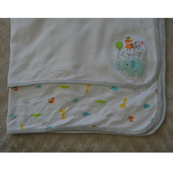 Gymboree Bedding Gymboree Elephant Zebra Tiger Balloon Baby Blanket Gray White Giraffe
